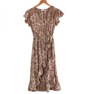 Sienna Sky | Floral Print High Low flowy ruffle Midi Dress